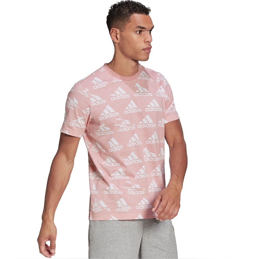 Men’s Pink Adidas Logo Tee | Size Small